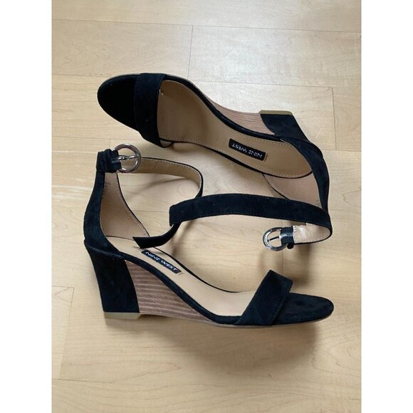 NINE West New "Sloan" Ankle Strap Black Wedge Sandal - Picture 3 of 8
